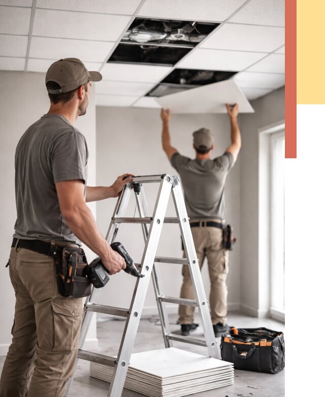 Обслуживание подвесного потолка в Муравленко от 3747 руб. — быстро и недорого | ОТДЕЛОЧНИК-Мрв