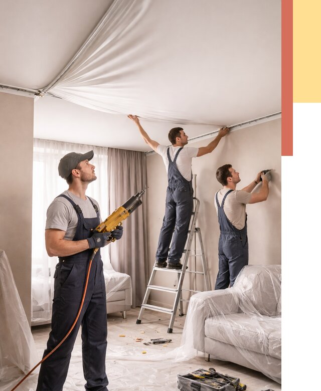 Установка натяжного потолка в Муравленко от 4818 руб. | Быстро и недорого — ОТДЕЛОЧНИК-Мрв