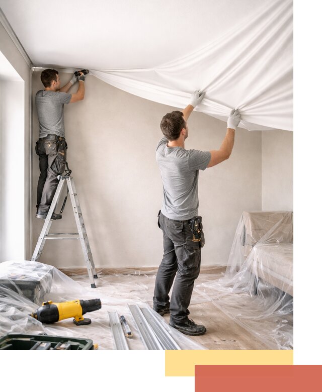 Монтаж тканевого натяжного потолка в Муравленко недорого и быстро