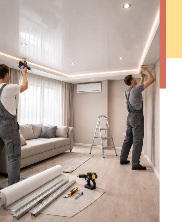 Монтаж глянцевого натяжного потолка в Муравленко от 803 руб. под ключ | ОТДЕЛОЧНИК-Мрв