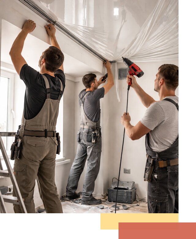 Монтаж глянцевого натяжного потолка в Муравленко быстро и качественно