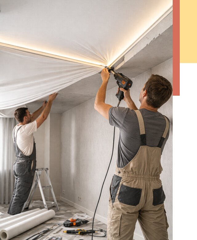 Монтаж натяжного потолка с подсветкой в Муравленко от 1017 руб. | ОТДЕЛОЧНИК-Мрв