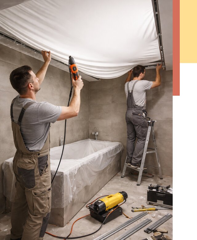 Монтаж натяжного потолка в ванной в Муравленко от 1285 руб. под ключ | ОТДЕЛОЧНИК-Мрв