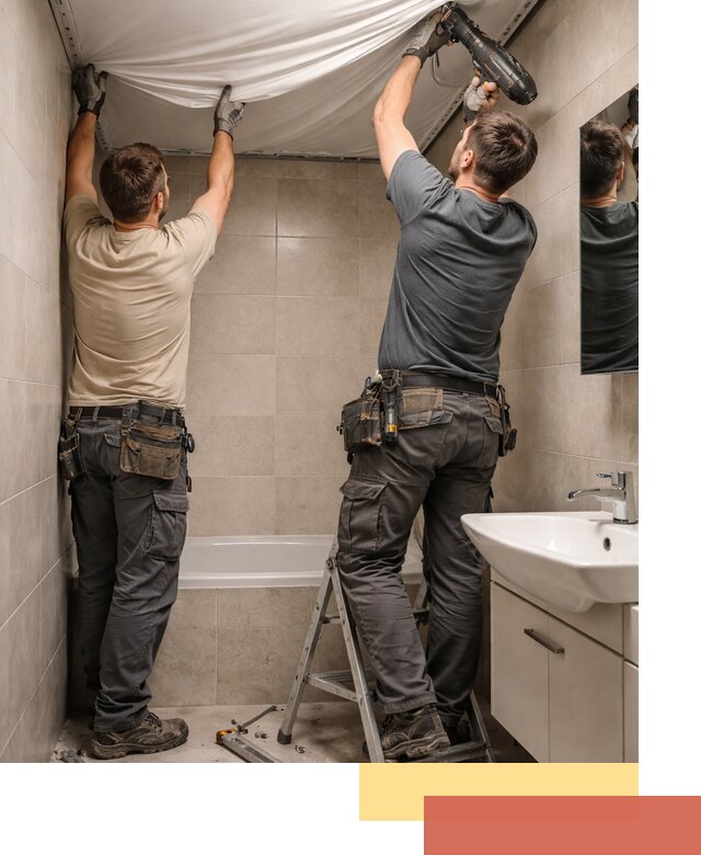 Монтаж натяжного потолка в ванной в Муравленко быстро и качественно