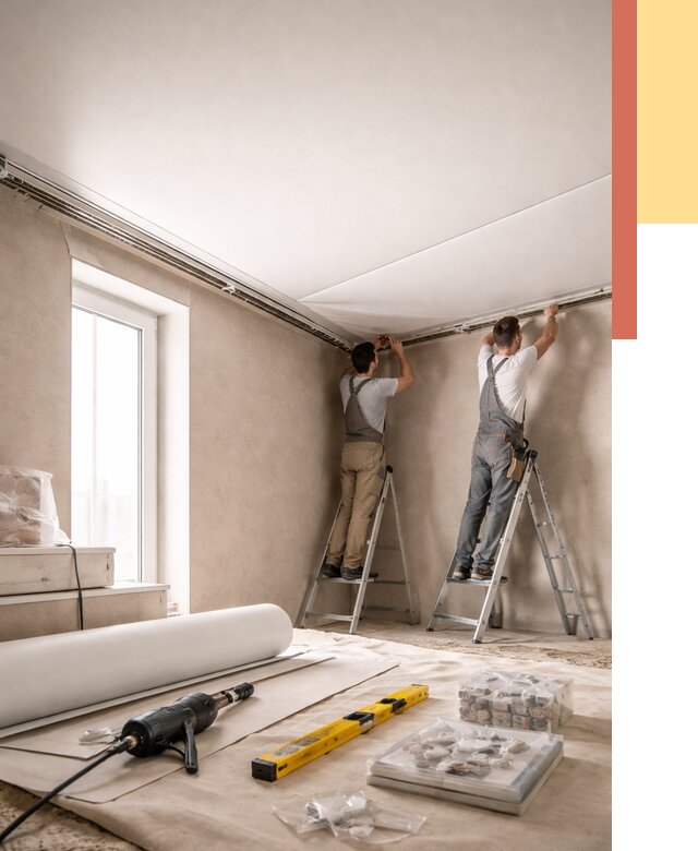 Монтаж натяжного потолка в спальне в Муравленко от 4068 руб. под ключ | ОТДЕЛОЧНИК-Мрв