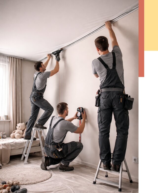 Монтаж натяжного потолка в детской в Муравленко от 3747 руб. — быстро и недорого | ОТДЕЛОЧНИК-Мрв