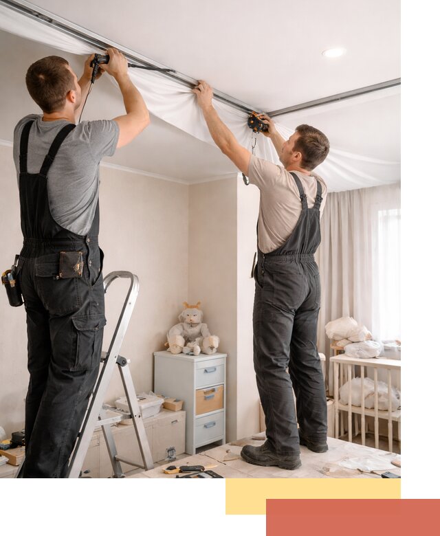 Монтаж натяжного потолка в детской комнате в Муравленко