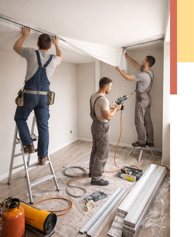 Монтаж натяжного потолка в студии в Муравленко от 5888 руб. — быстро и недорого | ОТДЕЛОЧНИК-Мрв