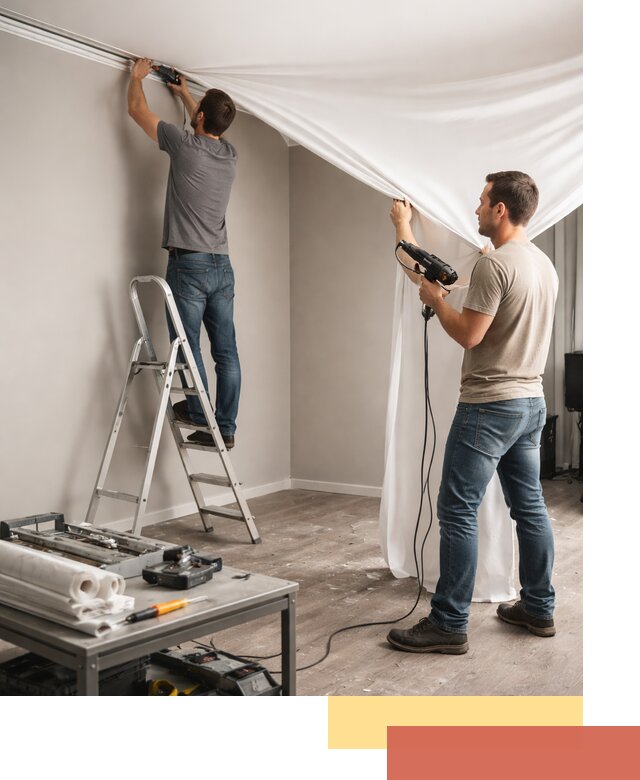 Монтаж натяжного потолка в студии в Муравленко