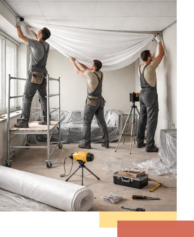 Монтаж натяжного потолка в офисе в Муравленко