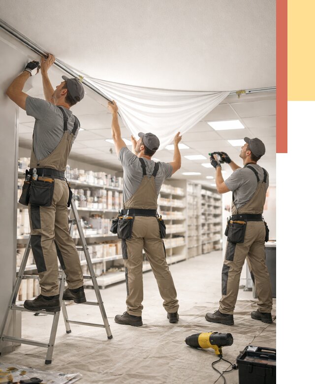 Монтаж натяжного потолка в магазине в Муравленко от 4818 руб. быстро и недорого | ОТДЕЛОЧНИК-Мрв
