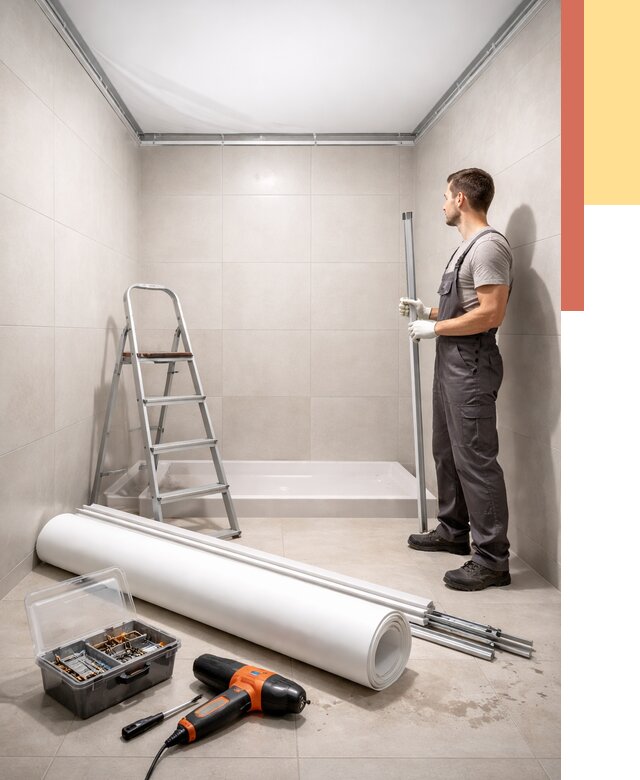 Монтаж натяжного потолка в санузле в Муравленко от 1981 руб. — ОТДЕЛОЧНИК-Мрв