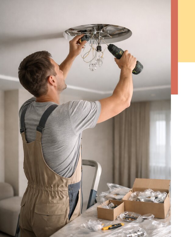 Установка люстры в натяжной потолок в Муравленко от 1285 руб. | Быстро и недорого — ОТДЕЛОЧНИК-Мрв