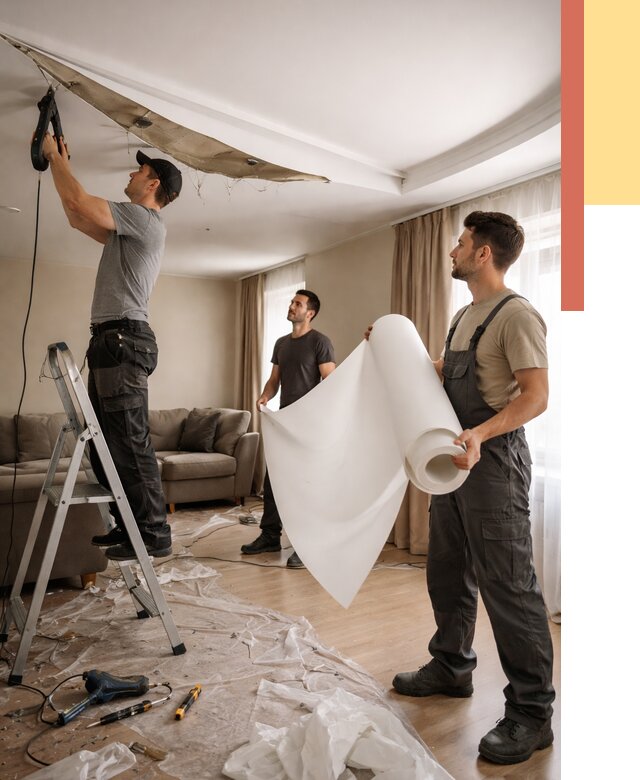 Замена полотна натяжного потолка в Муравленко от 10171 руб. быстро и недорого | ОТДЕЛОЧНИК-Мрв