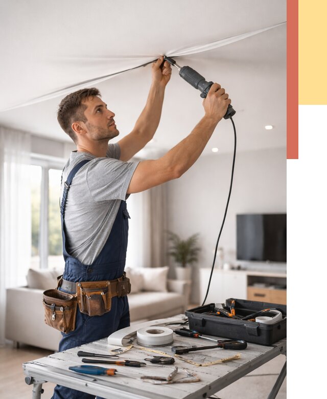 Ремонт натяжных потолков в Муравленко от 10171 руб. под ключ — ОТДЕЛОЧНИК-Мрв