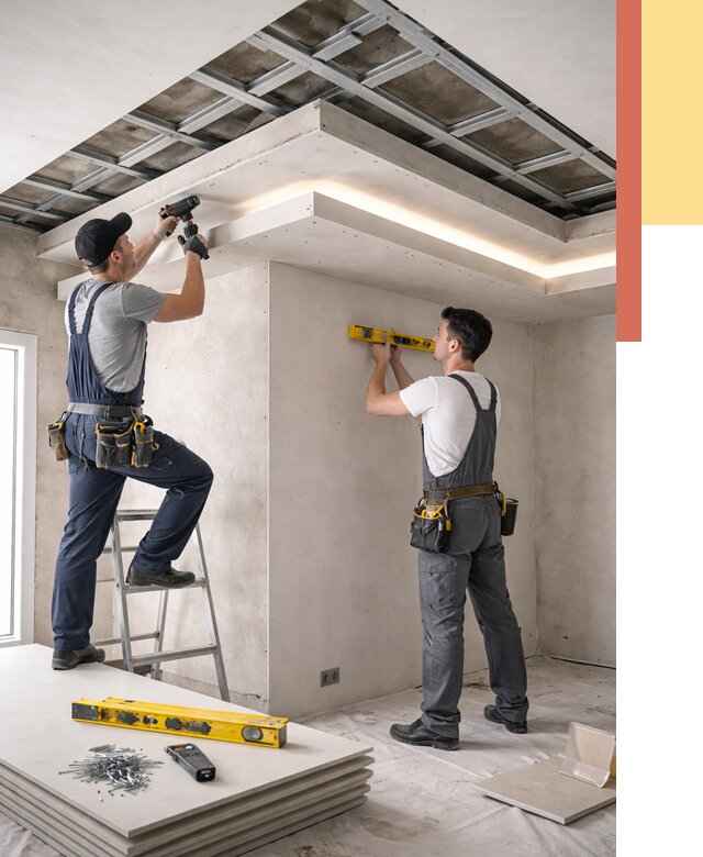 Двухуровневый потолок из гипсокартона в Муравленко от 1552 руб. под ключ | ОТДЕЛОЧНИК-Мрв