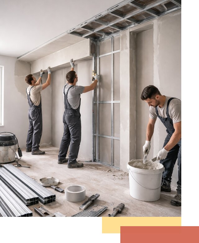 Монтаж потолка из гипсокартона с нишей в Муравленко