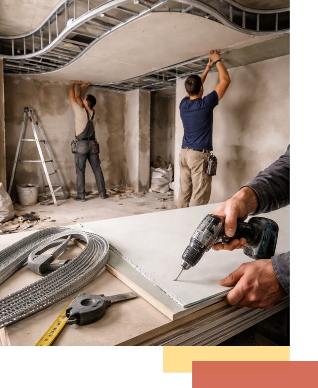 Криволинейный потолок из гипсокартона в Муравленко — монтаж и отделка