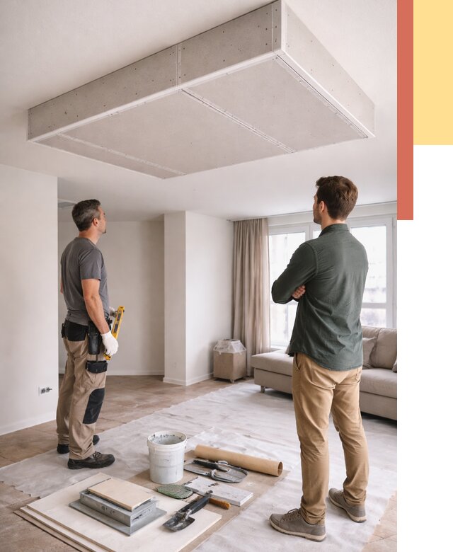 Короб на потолке из гипсокартона в Муравленко от 2355 руб. — монтаж и услуги под ключ | ОТДЕЛОЧНИК-Мрв