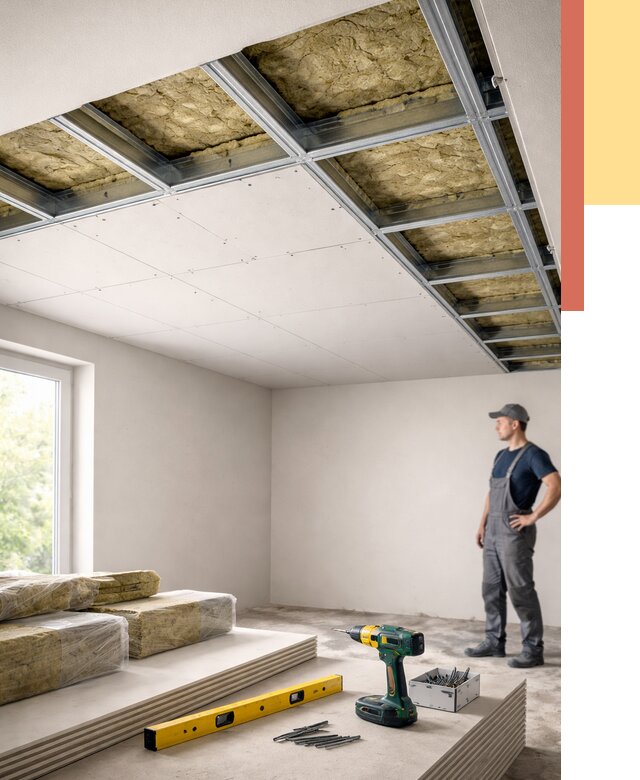 Звукоизоляция потолка ГКЛ в Муравленко от 1017 руб. — монтаж под ключ | ОТДЕЛОЧНИК-Мрв