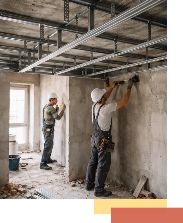 Монтаж каркаса потолка из профильного профиля в Муравленко