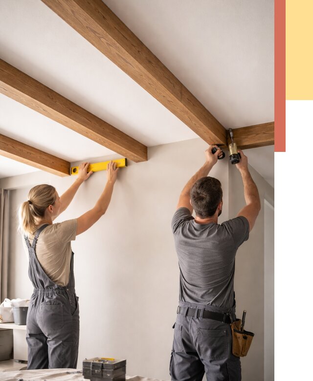 Монтаж декоративных балок на потолок в Муравленко от 4497 руб. — ОТДЕЛОЧНИК-Мрв