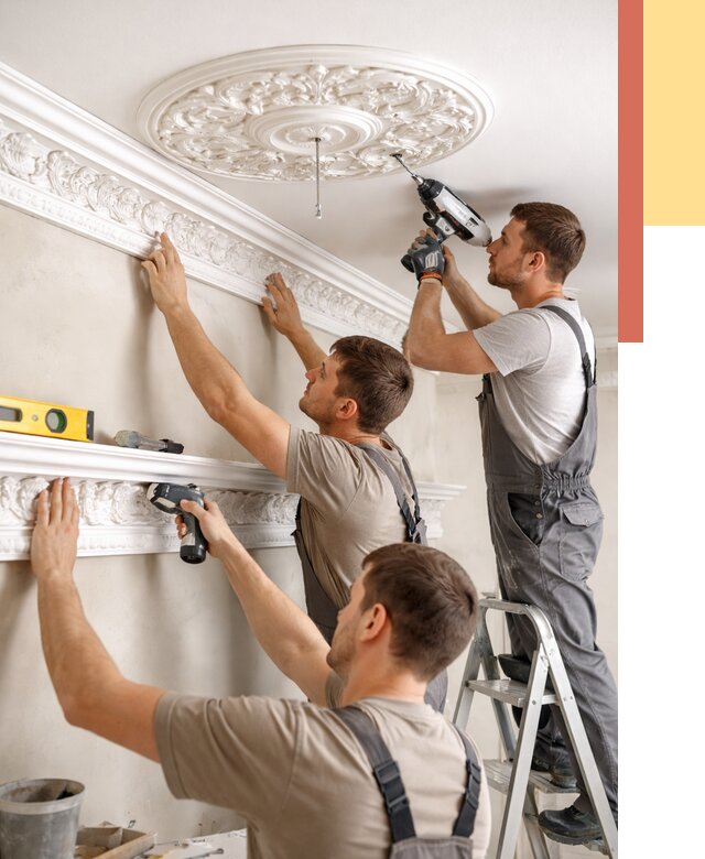 Монтаж лепнины на потолок в Муравленко от 3426 руб. быстро и недорого | ОТДЕЛОЧНИК-Мрв